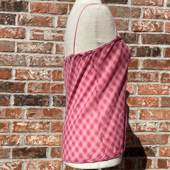 Splendid pink plaid silk/cotton spaghetti strap blouse / L / Excellent condition - Picture 6 of 11